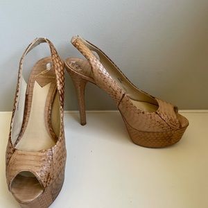 Nude platform Brian Atwood slingback heels 7/37